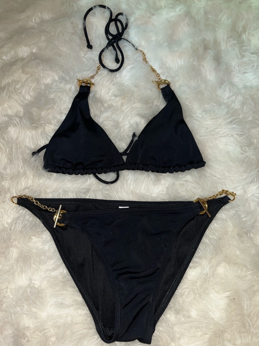 Victoria's Secret Black Bikini with Gold Chain Details